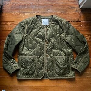 Madewell olive green quilted light jacket small
